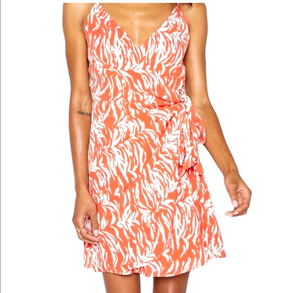 Sadie & Sage Electric Coral Wrap Dress